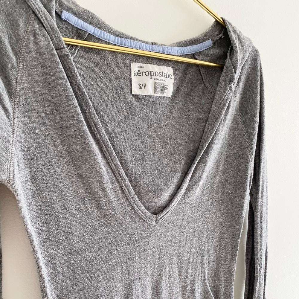 Light Knit V-Neck Hooded Pullover Sweater - Picture 3 of 3